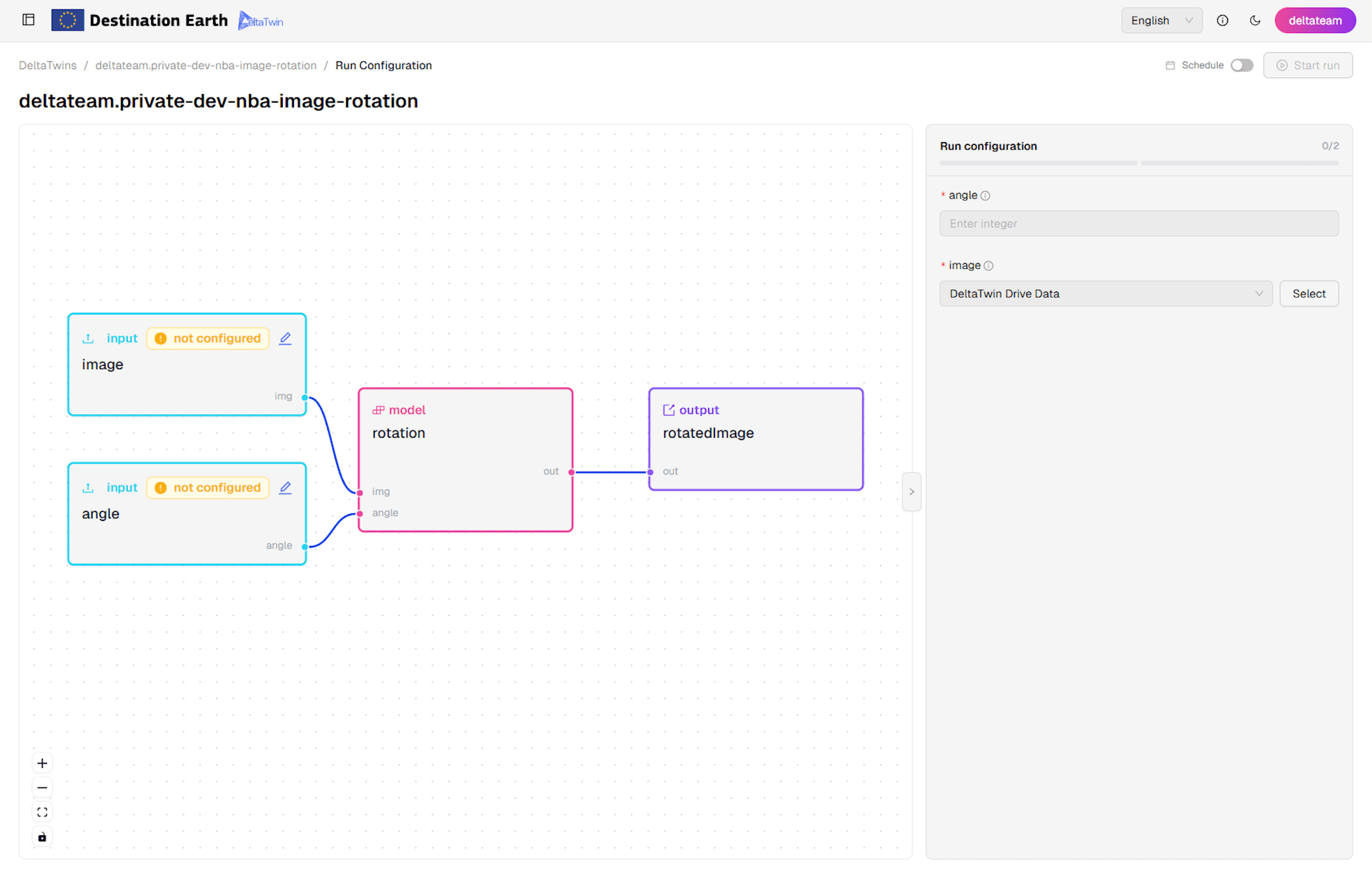 Run Configuration page