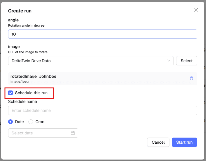 Schedule a run